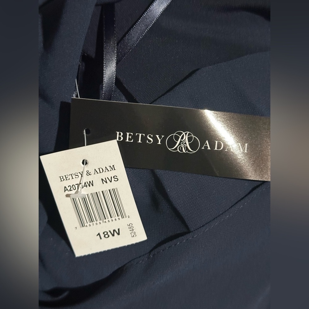 Betsy & Adams Elegant Navy Silver Cold Shoulder Drop Waist Dress Plus Sizes, NEW - Picture 12 of 14
